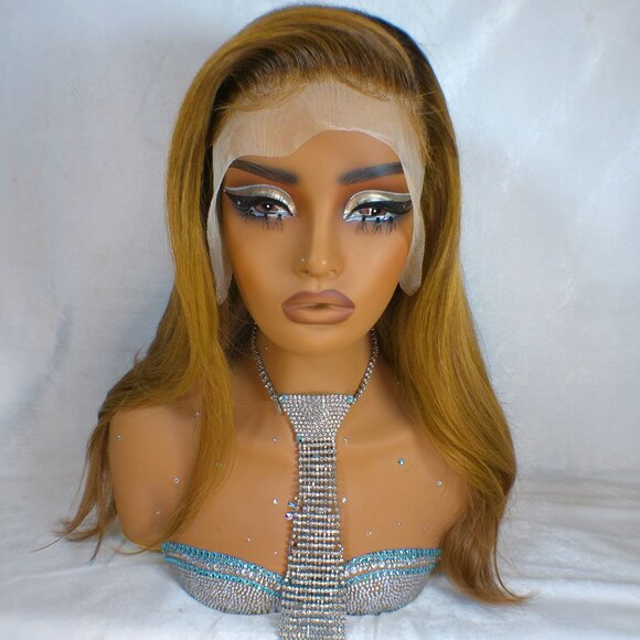 ✨18 Inch Human Tigers Eye Dimensional Lace Wig With Large Parting Area ✨ - Picture 2 of 16